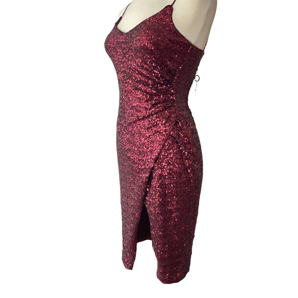 Black Halo Bowery Sequined Sheath Dress Size 2 Red Pinot Noir 2010s Formal NWT - Picture 5 of 12